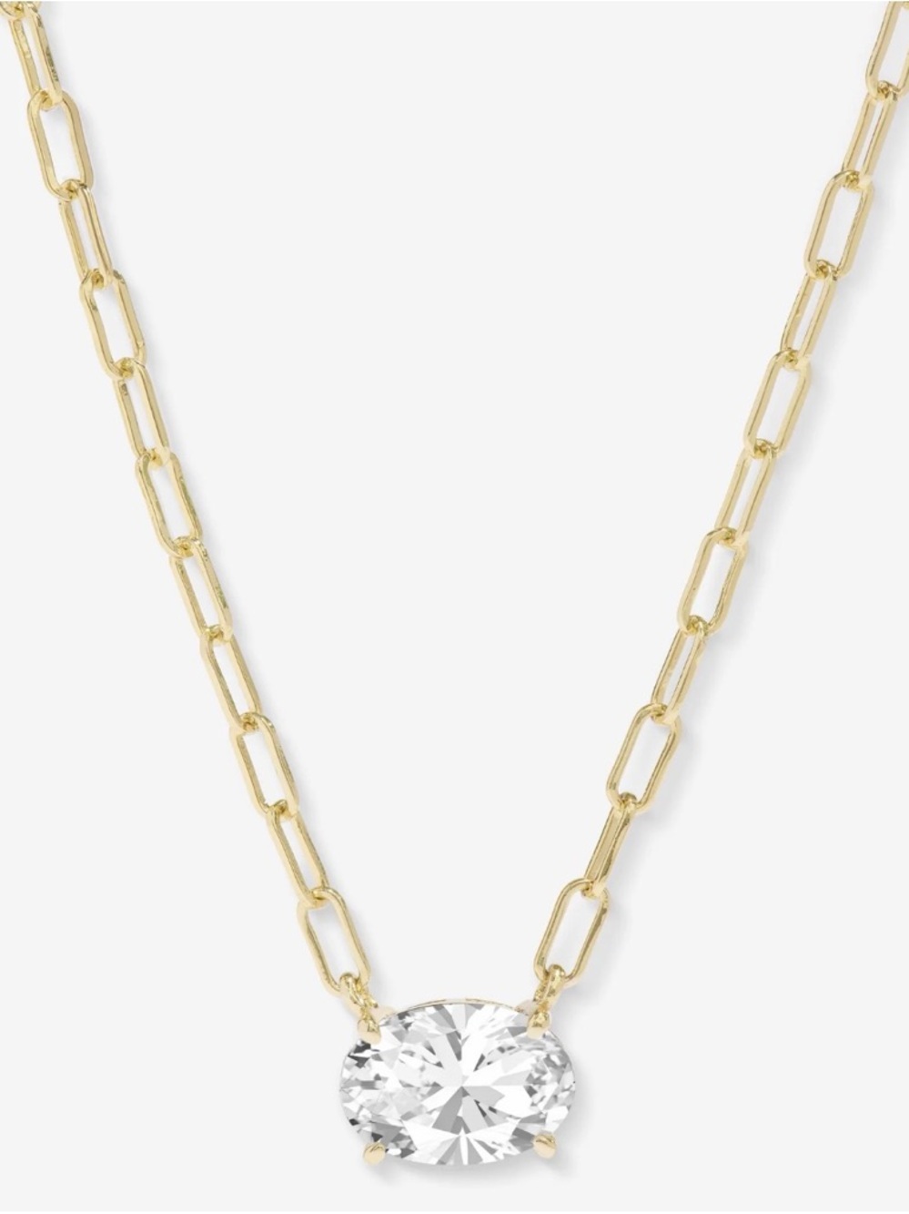 Melinda Maria Gold Chain Necklace with Clear Oval Crystal Pendant